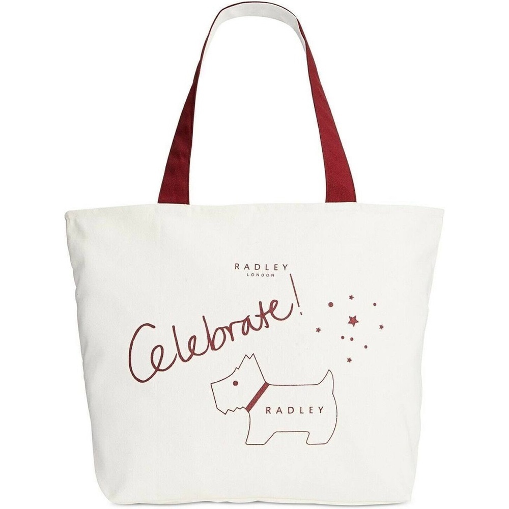 RADLEY LONDON | 100% Cotton Celebrate Canvas Tote in Red and White